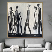 Original Abstract Humans Paintings On Canvas Black And White Figurative Art Textured Minimalist Painting Wall Decor | QUEUE