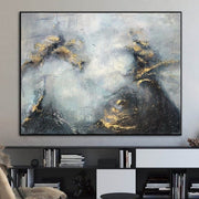 Extra Large Oil Painting Large Canvas Wall Art Blue And Gold Abstract Painting Original Wall Art | SOMEWHERE IN THE HEAVEN - Trend Gallery Art | Original Abstract Paintings