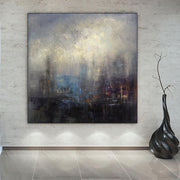 Abstract Painting on Canvas Dark Wall Art Heavy Textured Artwork Original Oil Painting Contemporary Wall Art for Indie Room Decor | GLIMPSES OF THE SUN - Trend Gallery Art | Original Abstract Paintings