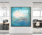 Peacock Blue Paintings On Canvas Oversized Paintings Abstract Turquoise Painting White Painting | TURQUOISE ILLUSION - Trend Gallery Art | Original Abstract Paintings