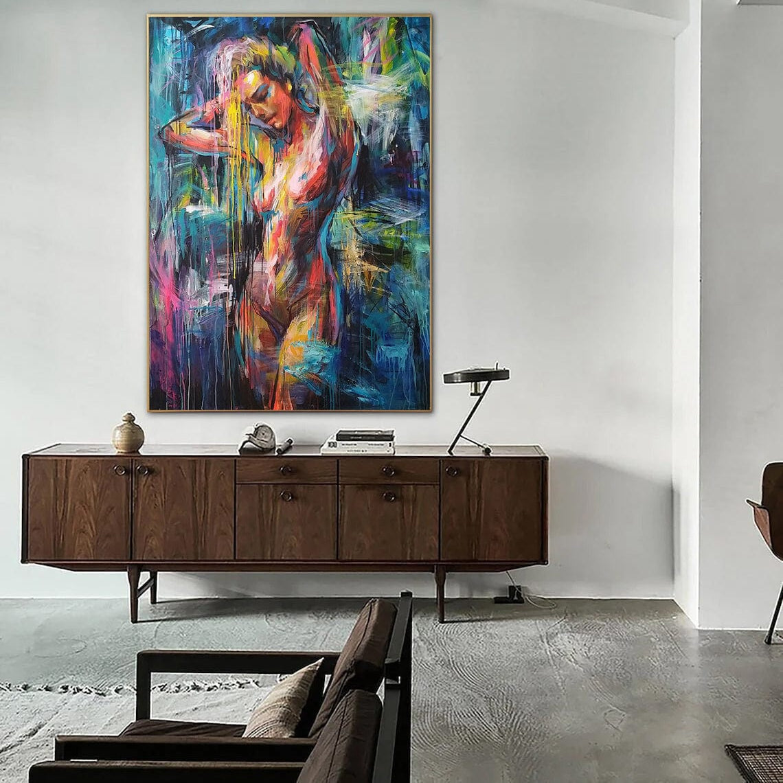 Large Abstract Figurative Art Original Colorful Woman Paintings On Canvas Textured Handmade Painting Modern Vivid Fine Art | LADY RAIN - Trend Gallery Art | Original Abstract Paintings