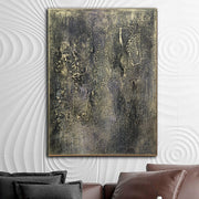 Large Abstract Painting on Canvas Monochrome Wall Art Gold Artwork Heavy Textured Painting Unique Artwork for Aesthetic Room Decor | LAVA