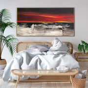 Abstract Landscape Painting Canvas Colorful Wall Art Red Artwork Personalized Painting 40x60 Art Sunset Painting above Bed Decor | SUNSET ABOVE FIELD - Trend Gallery Art | Original Abstract Paintings