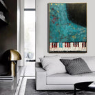 Oversized Wall Art Piano Abstract Painting Contemporary Art Acrylic Painting Modern Blue Wall Art Texture Painting | MIRACLE SOUNDS - Trend Gallery Art | Original Abstract Paintings