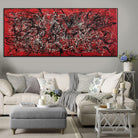 Jackson Pollock Style Paintings On Red Abstract Canvas Art Modern Fine Art Handmade Wall Art | SCARLET DREAMS - Trend Gallery Art | Original Abstract Paintings