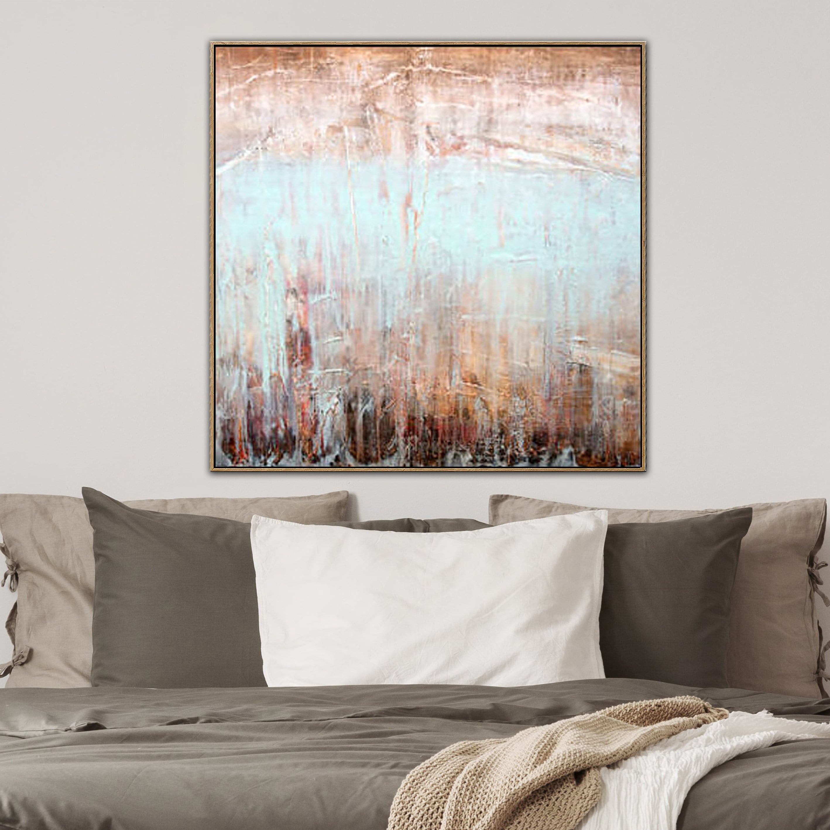 Abstract Art in Blue and Beige | SNOWY AUTUMN - Trend Gallery Art | Original Abstract Paintings