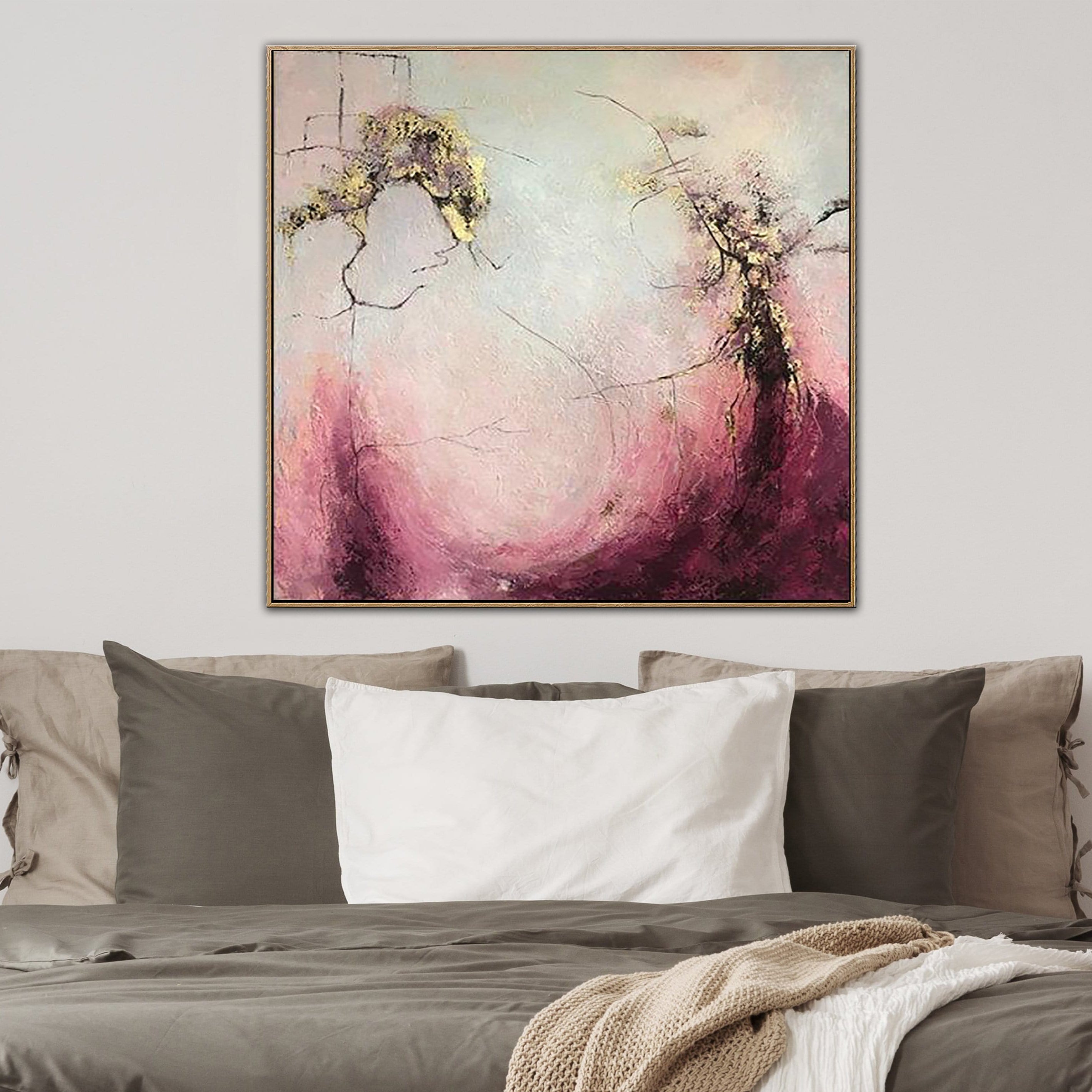 Abstract Acrylic Paintings On Canvas Gold Leaf Painting Blush Original Large Art Unique Abstract Artwork Wall Artwork | SOMEWHERE IN THE HEAVEN - Trend Gallery Art | Original Abstract Paintings