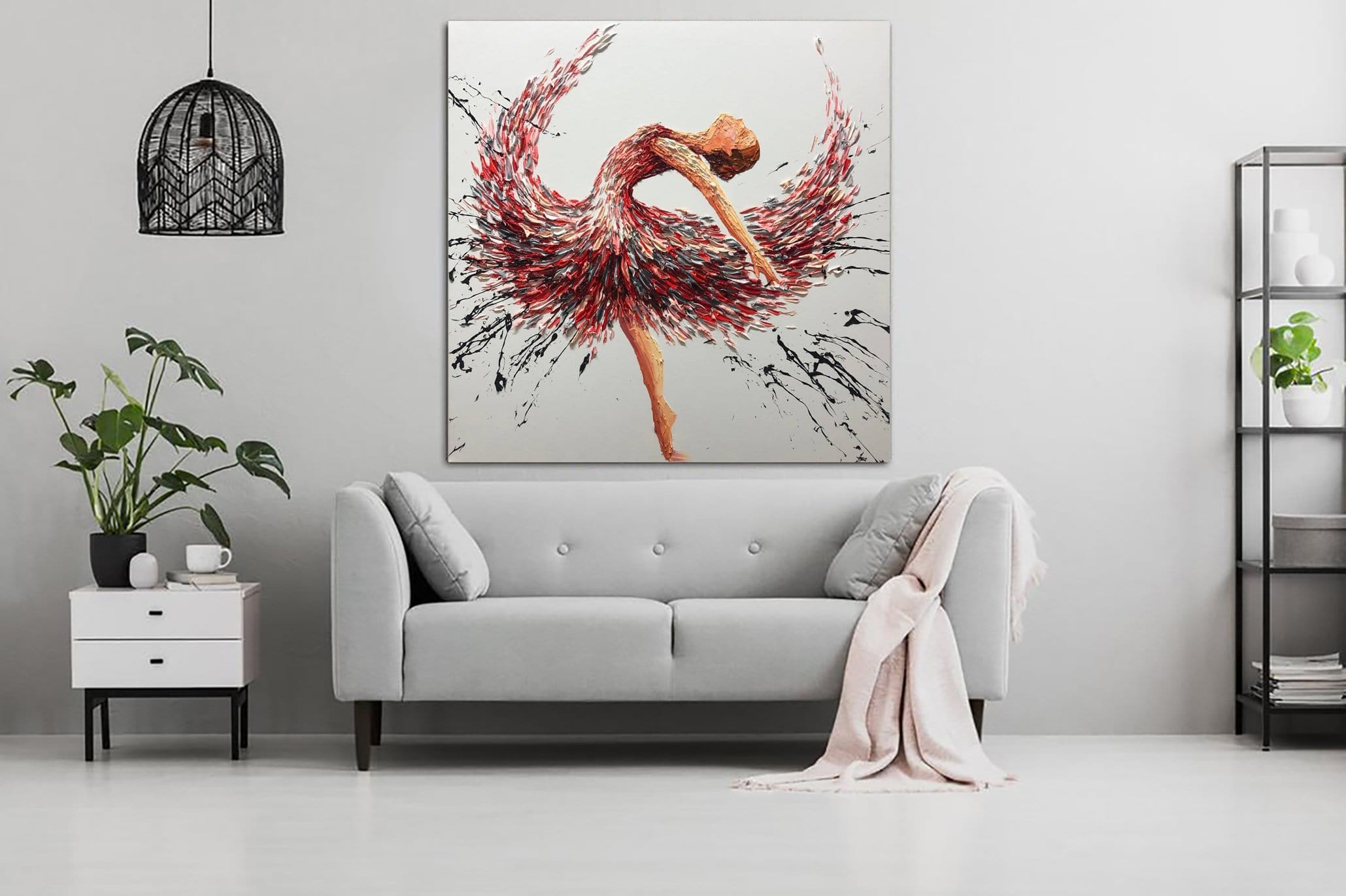 Large Abstract Wall Art Ballerina Painting Red Paintings On Canvas Human Wall Art Modern Wall Art Frame Painting | BALLERINA SCARLET - Trend Gallery Art | Original Abstract Paintings