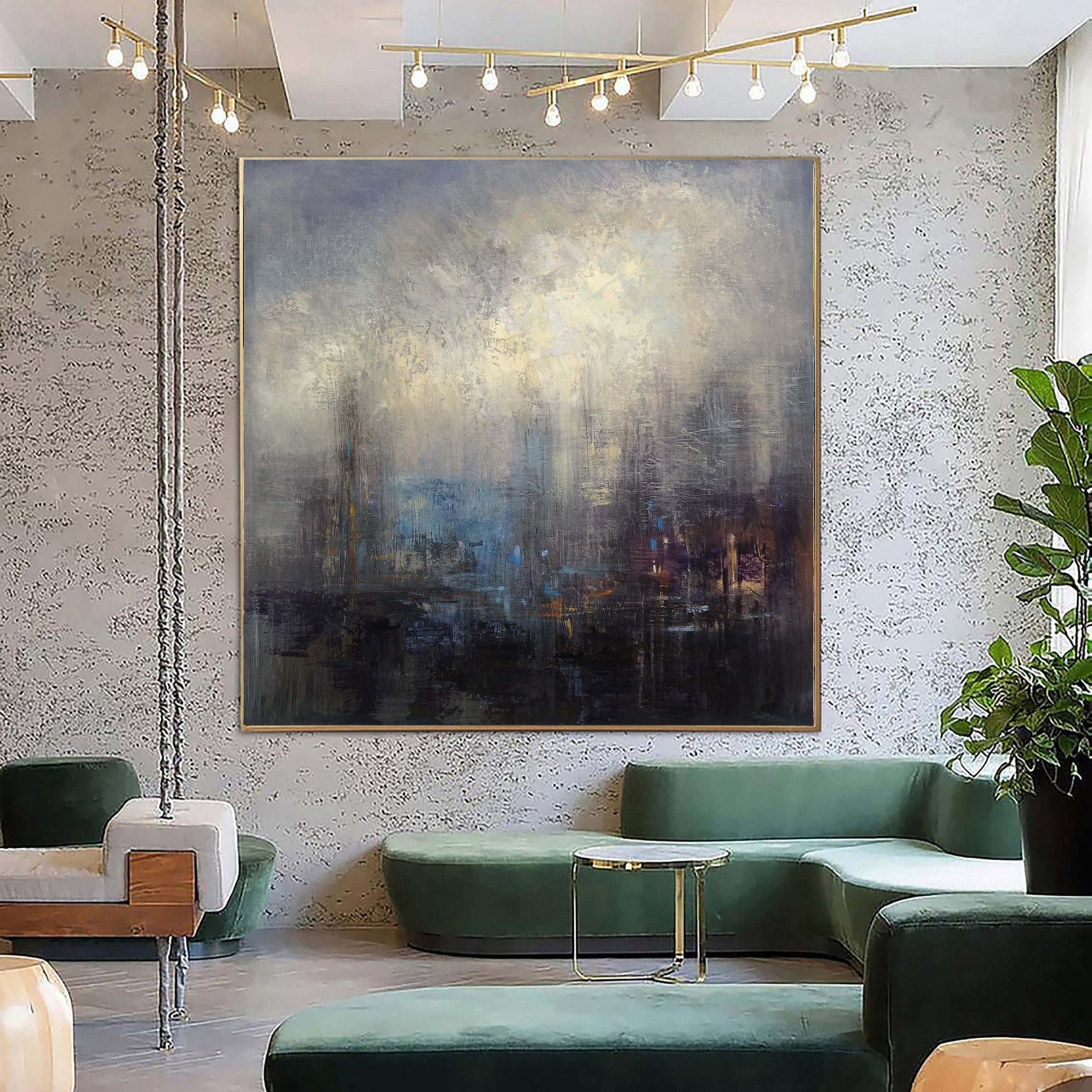 Abstract Painting on Canvas Dark Wall Art Heavy Textured Artwork Original Oil Painting Contemporary Wall Art for Indie Room Decor | GLIMPSES OF THE SUN - Trend Gallery Art | Original Abstract Paintings