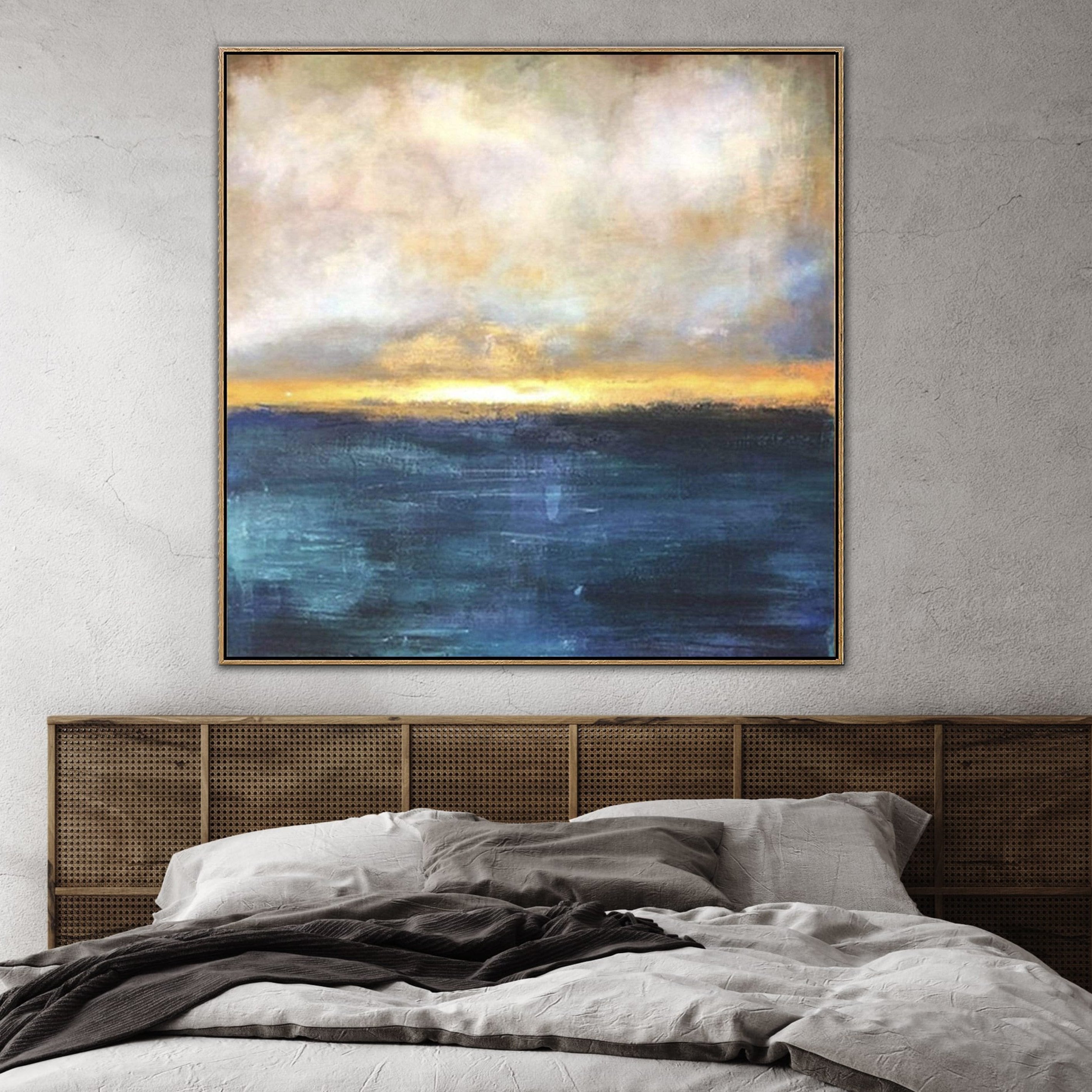 Large Original Painting On Canvas Ocean Painting Sunset Painting Landscape Painting Blue Abstract Painting | SUMMER SUNSET - Trend Gallery Art | Original Abstract Paintings