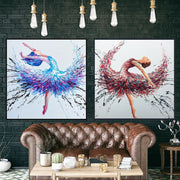 Abstract Ballerinas Painting on Canvas Impasto Oil Diptych Wall Art Ballet Dancer Art Customized Painting for Aesthetic Decor | YOUNG BALLERINAS