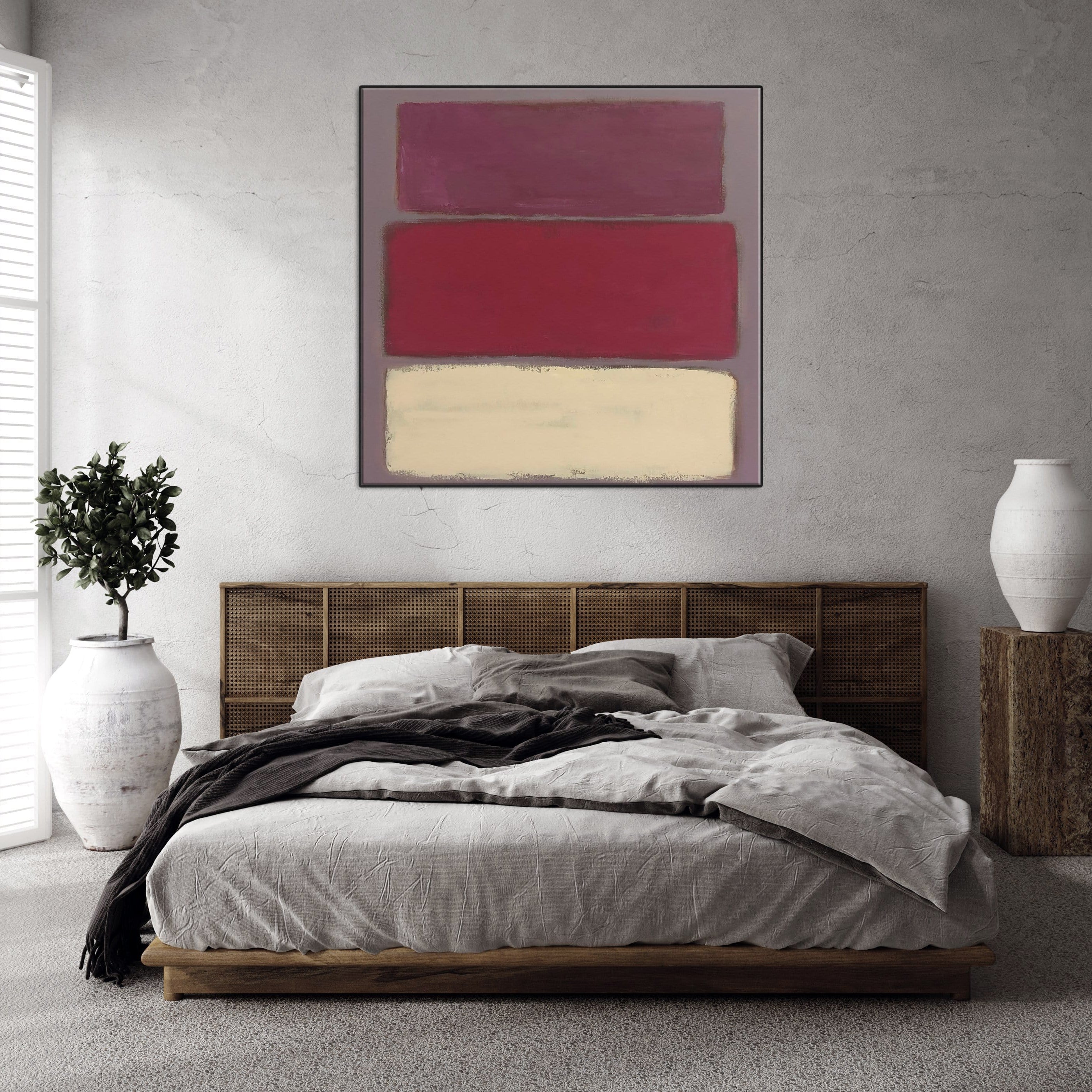 Mark Rothko Style Original Painting Red Art Pink Abstract Painting Modern Acrylic Rothko Style Art Wall Decor | LINES OF LIFE - Trend Gallery Art | Original Abstract Paintings