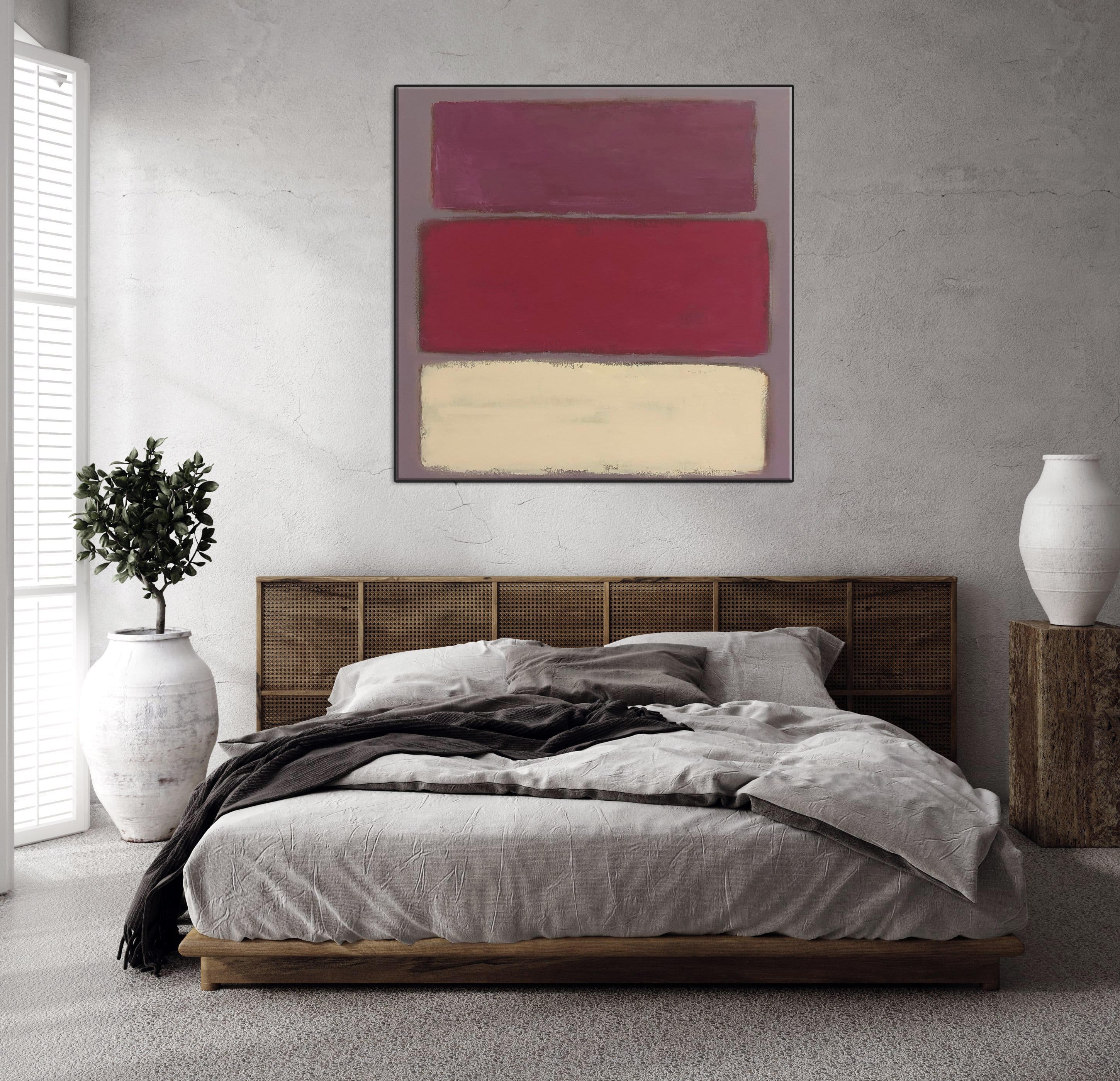 Mark Rothko Style Original Painting Red Art Pink Abstract Painting Modern Acrylic Rothko Style Art Wall Decor | LINES OF LIFE - Trend Gallery Art | Original Abstract Paintings