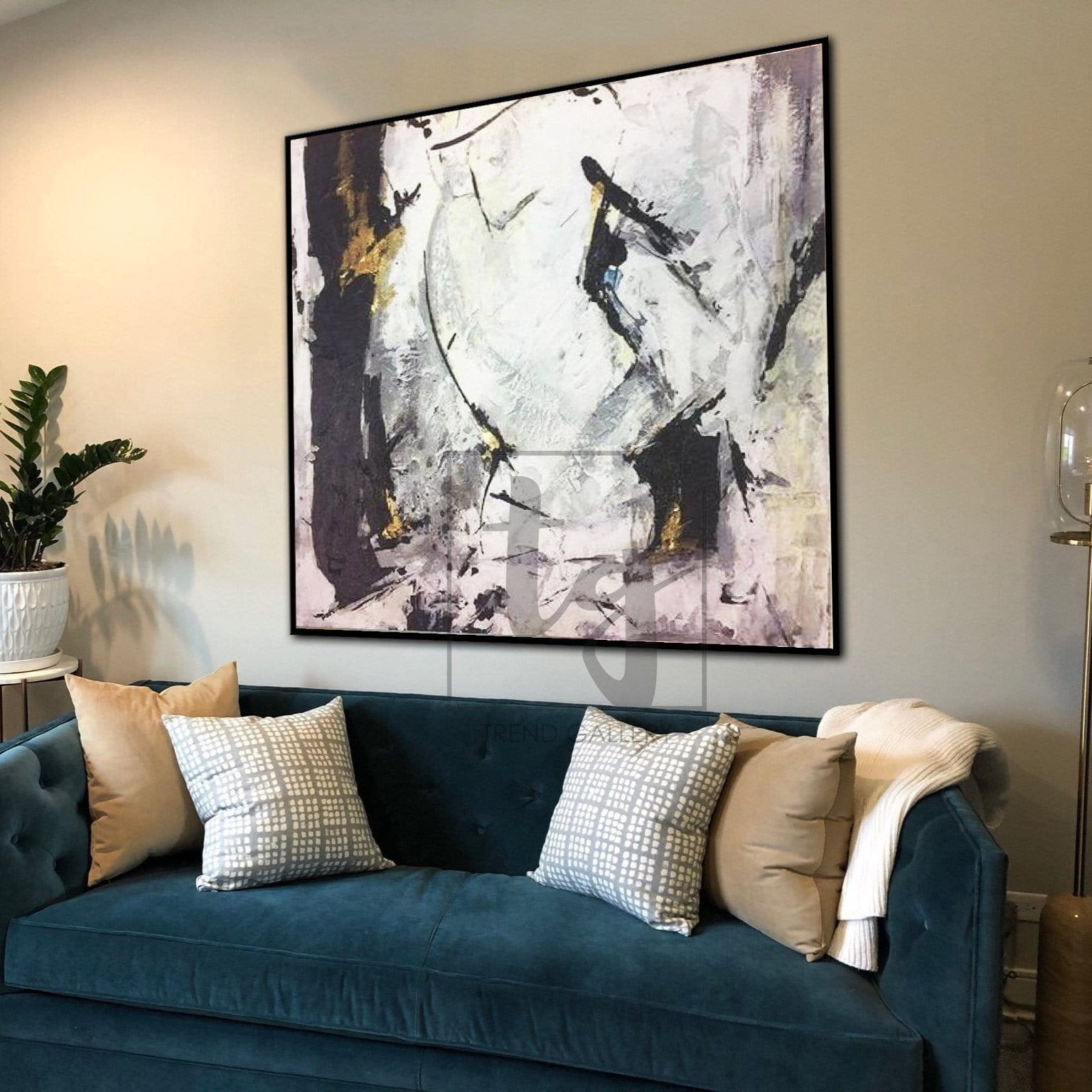 Black And White Wall Artwork Gold Leaf Painting Original Art Abstract Paintings On Canvas | POTENTIAL ENERGY - Trend Gallery Art | Original Abstract Paintings