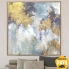 Extra Large Gold Painting on Canvas Large Mountains Wall Art Autumn Artwork Modern Oil Painting Bedroom Wall Decor | GOLDEN AUTUMN 27.55"x27.55" - Trend Gallery Art | Original Abstract Paintings