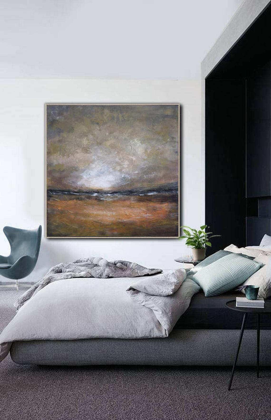 Abstract Landscape Paintings On Canvas Earth Tones Wall Art | BEFORE SUNSET - Trend Gallery Art | Original Abstract Paintings