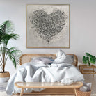 Black and White Wall Art Original Heart Painting on Canvas Love Artwork Romantic Wall Art 40x40 Art Customized Painting above Bed Decor | BLACK HEART - Trend Gallery Art | Original Abstract Paintings