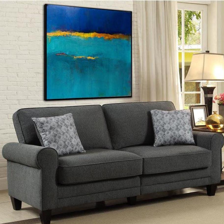 Large Framed Wall Art Minimalist Blue Painting On Canvas Minimalist Abstract Painting Custom Painting | EVENING NIGHT - Trend Gallery Art | Original Abstract Paintings