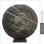 Original Round Wood Sculpture Creative Dark Wood Desktop Art Abstract Wood Table Figurine | MAZE DISC 19.2"x15.7"