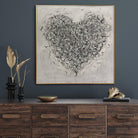 Black and White Wall Art Original Heart Painting on Canvas Love Artwork Romantic Wall Art 40x40 Art Customized Painting above Bed Decor | BLACK HEART - Trend Gallery Art | Original Abstract Paintings