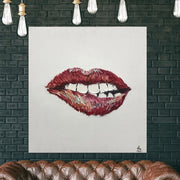 Large Lips Painting Red Oil Painting Abstract Modern Art Gift for Dentist | INNER FIRE