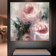 Large Flower Painting on Canvas Abstract Floral Art Oil Impasto Painting Pink Art | SPRING PEONIES - Trend Gallery Art | Original Abstract Paintings