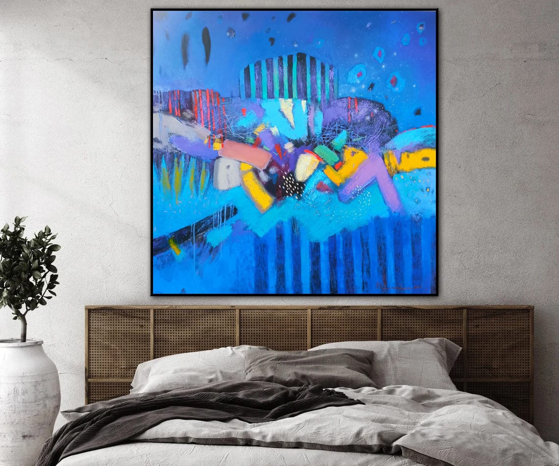 Large Blue Paintings On Canvas Abstract Graffiti Painting Original Handmade Painting Ukraine Artist | BLUE GRAFFITI - Trend Gallery Art | Original Abstract Paintings