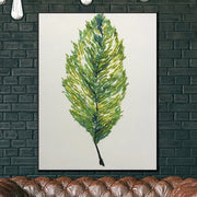 Original Leaf Wall Paintings On Canvas Creative Leaf Large Artwork Abstract Leaf | FEATHERINESS