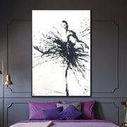 Black And White Paintings On Canvas Ballet Wall Art Dancer Girl Painting | BALLERINA MELANIA