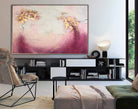 Abstract Mountains Painting Canvas Pink Wall Art Gold Leaf Artwork Custom Painting Neutral Art Modern Style Art | SOMEWHERE IN THE HEAVEN 48"x75" - Trend Gallery Art | Original Abstract Paintings