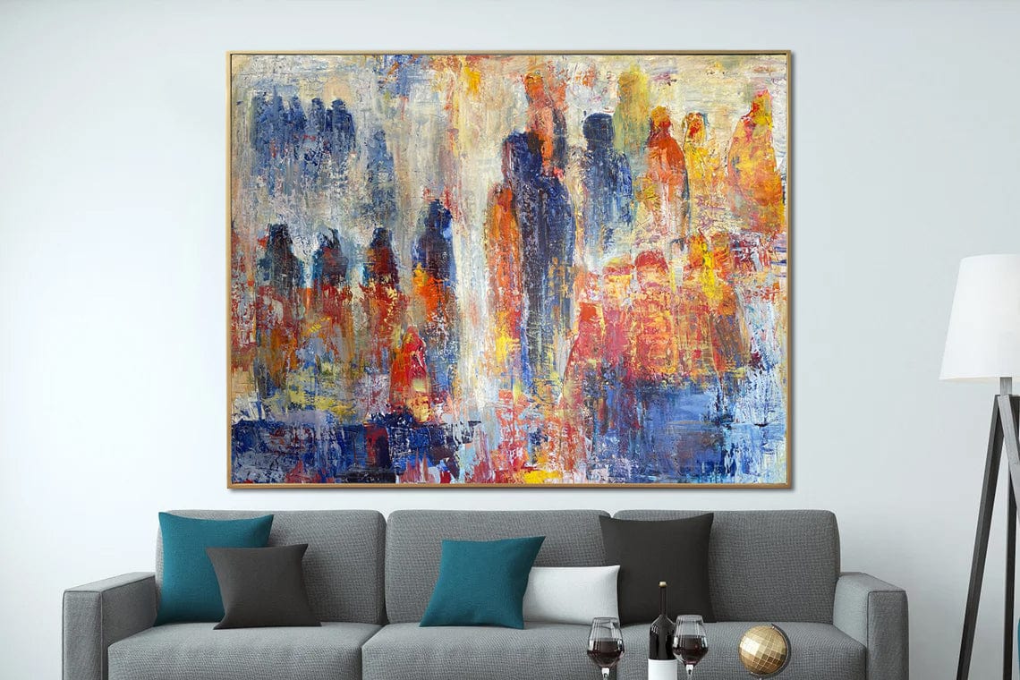 Large Original Abstract Colorful Painting On Canvas Abstract Figurative Art Textured Oil Painting Expressionist People Art Handmade Painting | CROWD - Trend Gallery Art | Original Abstract Paintings