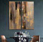 Large Abstract Oil Paintings On Canvas Gold Leaf Wall Art Brown Acrylic Painting Golden Paintings Modern Wall Art | RADIANCE OF ETERNITY 2p 69"x59" - Trend Gallery Art | Original Abstract Paintings