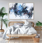 Original Abstract Blue Painting On Canvas Modern Oil Painting Acrylic Urban Fine Art Handmade Painting for Indie Room Decor | MISTY 35.43"x53.93" - Trend Gallery Art | Original Abstract Paintings