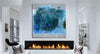 Large Abstract Blue Paintings On Canvas Unique Handmade Painting Modern Textured Oil Painting Wall Decor | BLUE TURMOIL 40"x40" - Trend Gallery Art | Original Abstract Paintings