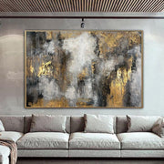 Large Abstract Oil Paintings On Canvas Gold Leaf Artwork Heavy Textured Wall Art Luxury Painting Original Hand Painted Art Wall Decor | ENERGY FLOWS - Trend Gallery Art | Original Abstract Paintings
