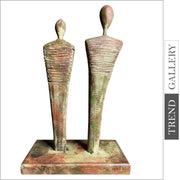 Creative Wood Sculpture Original Hand Carved Couple in Love Modern Table Figurine for Home Decor | DUET 12"x17" - Trend Gallery Art | Original Abstract Paintings
