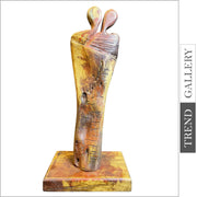 Original Vertical Wood Sculpture Creative Brown Desktop Art Abstract Table Figurine for Home Decor | INSEPARABLE 17"x7.8" - Trend Gallery Art | Original Abstract Paintings
