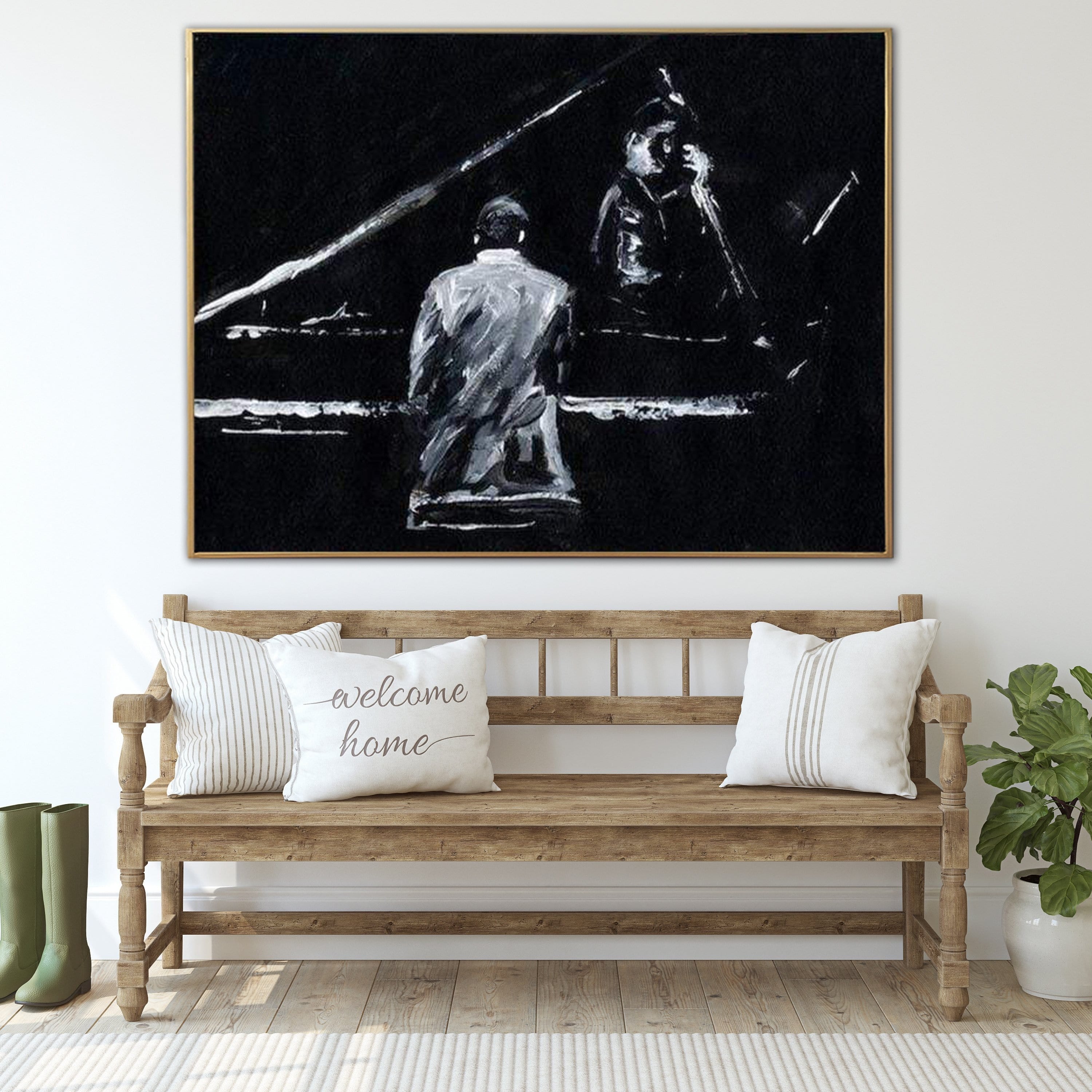 Large Oil Painting On Canvas Piano Painting Black And White Art Human Painting Art Painting Original Painting For Living Room Music Art | PIANIST - Trend Gallery Art | Original Abstract Paintings