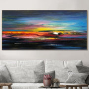 Abstract Painting Colorful Art Navy Blue Painting Sunset Painting Original Wall Art Texture | COLORFUL SUNSET - Trend Gallery Art | Original Abstract Paintings