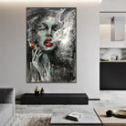 Large Original Abstract Oil Painting Smoking Woman Wall Art On Canvas Sexy Woman Painting Abstract Wall Art | THE SMOKE - Trend Gallery Art | Original Abstract Paintings