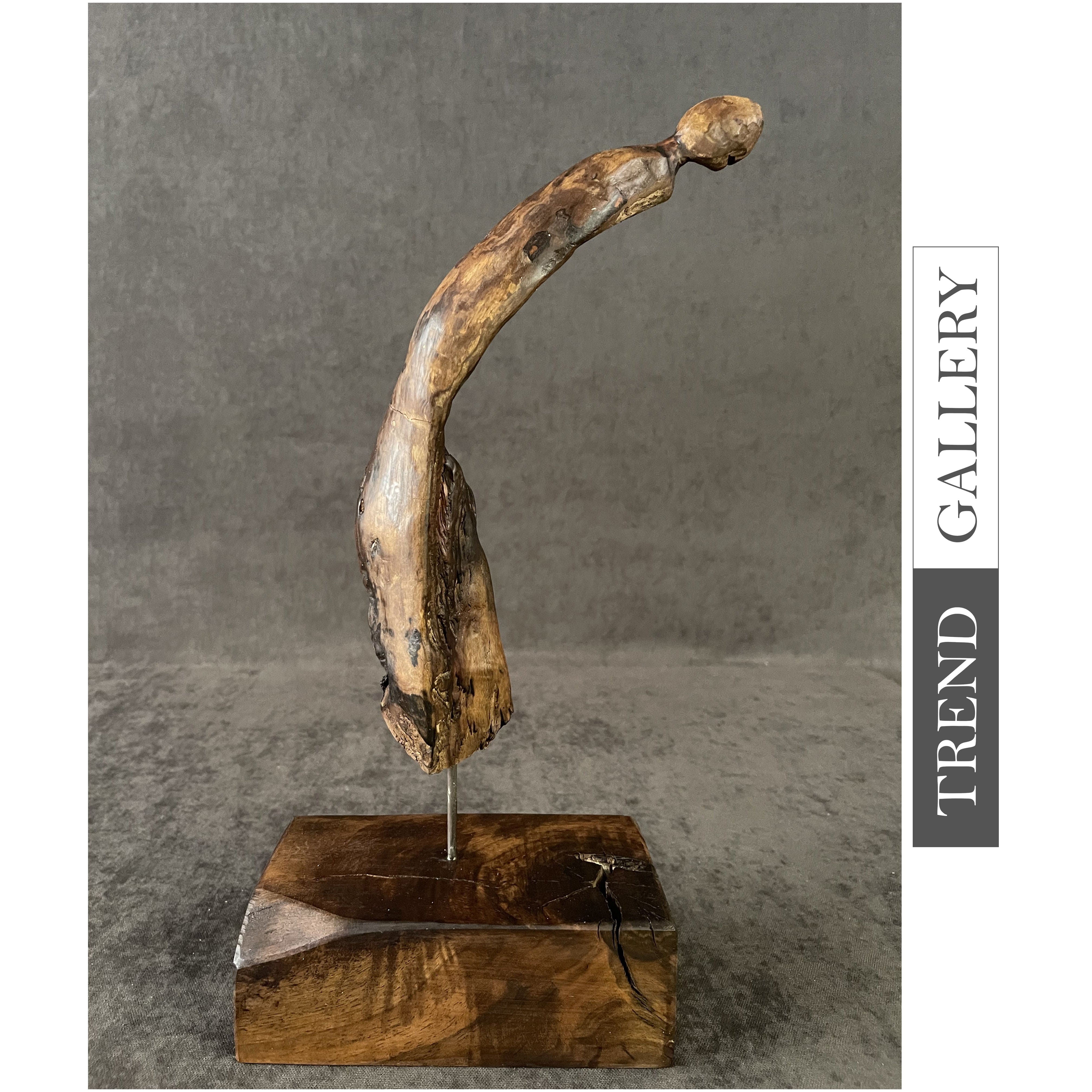 Original Wood Table Figurine Creative Driftwood Wood Art for Home Original Desktop Decor | HERMIT 14.5"x6.7" - Trend Gallery Art | Original Abstract Paintings