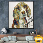 Extra Large Abstract Beagle Painting Pet Painting Oil Paintings On Canvas Original Fine Art Wall Art Decor | DOG'S THOUGHTS 26"x26"
