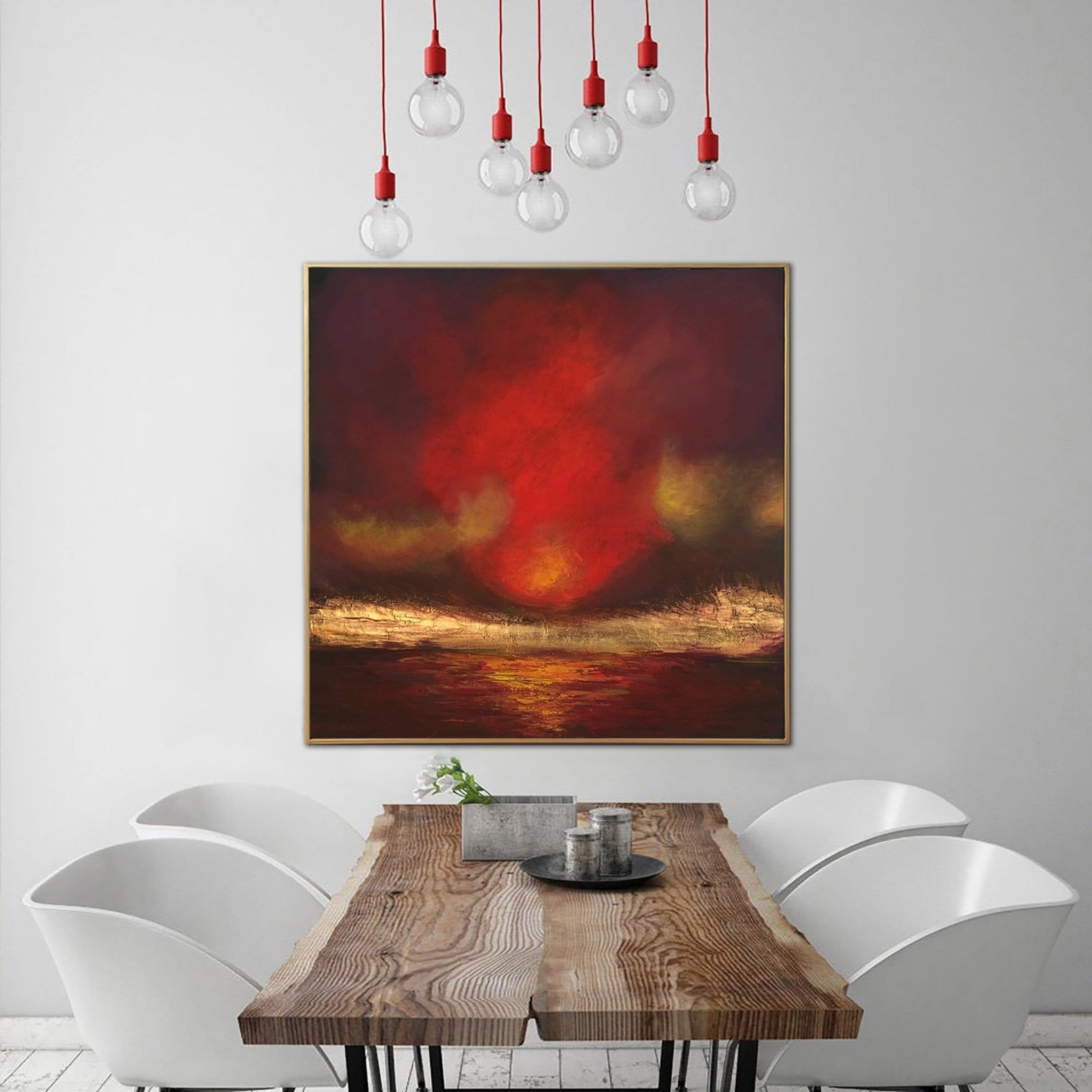 Oversized Abstract Paintings On Canvas Red Painting Gold Leaf Painting Abstract Oil Painting Original Abstract Wall Art | FIRE SKY - Trend Gallery Art | Original Abstract Paintings