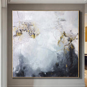Abstract Painting in Grey, White and Gold Leaf | SOMEWHERE IN THE HEAVEN - Trend Gallery Art | Original Abstract Paintings