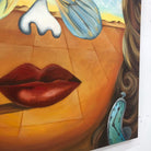 Surreal Painting Canvas Colorful Wall Art Dali Style Canvas Figurative Wall Art Abstract Woman Face Painting Luxury Wall Art | BUTTERFLY EFFECT 46"x46" - Trend Gallery Art | Original Abstract Paintings