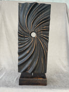 Original Vertical Wood Sculpture Creative Ribbed Desktop Art Abstract Wood Table Figurine | TRANSFERENCE 22.5"x4.8" - Trend Gallery Art | Original Abstract Paintings