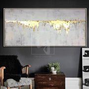 Abstract  Oil Painting Gray Painting Gold Leaf Wall Art Painting On Canvas | GOLDEN WATERFALL