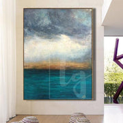 Blue Sea Painting Large Ocean Painting Oversized Blue Painting Abstract Landscape Painting Oil Abstract Painting | BEFORE THE STORM - Trend Gallery Art | Original Abstract Paintings
