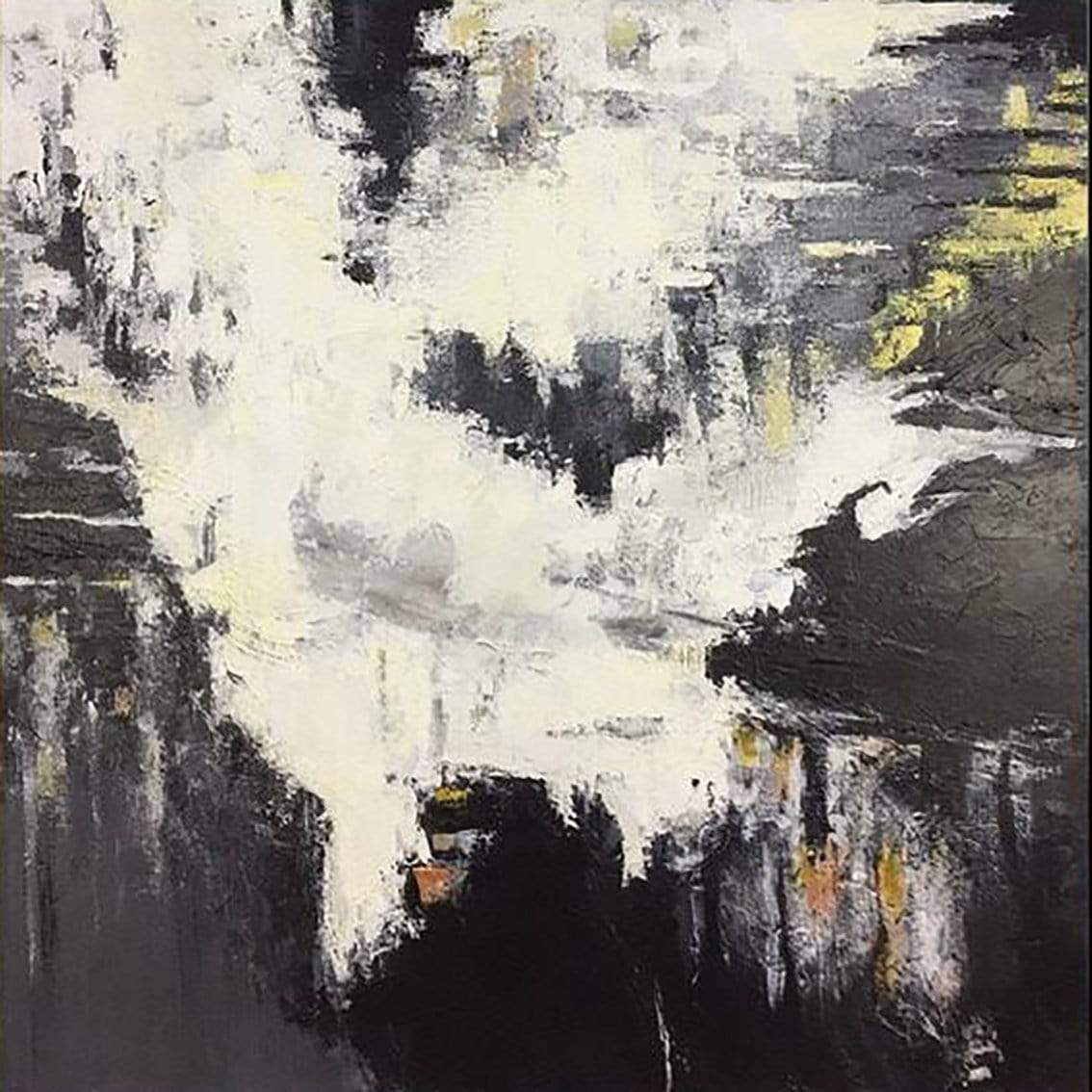 Black And White Oil Painting Abstract Painting Black White Painting | SEA FOAM 32"x32" - Trend Gallery Art | Original Abstract Paintings