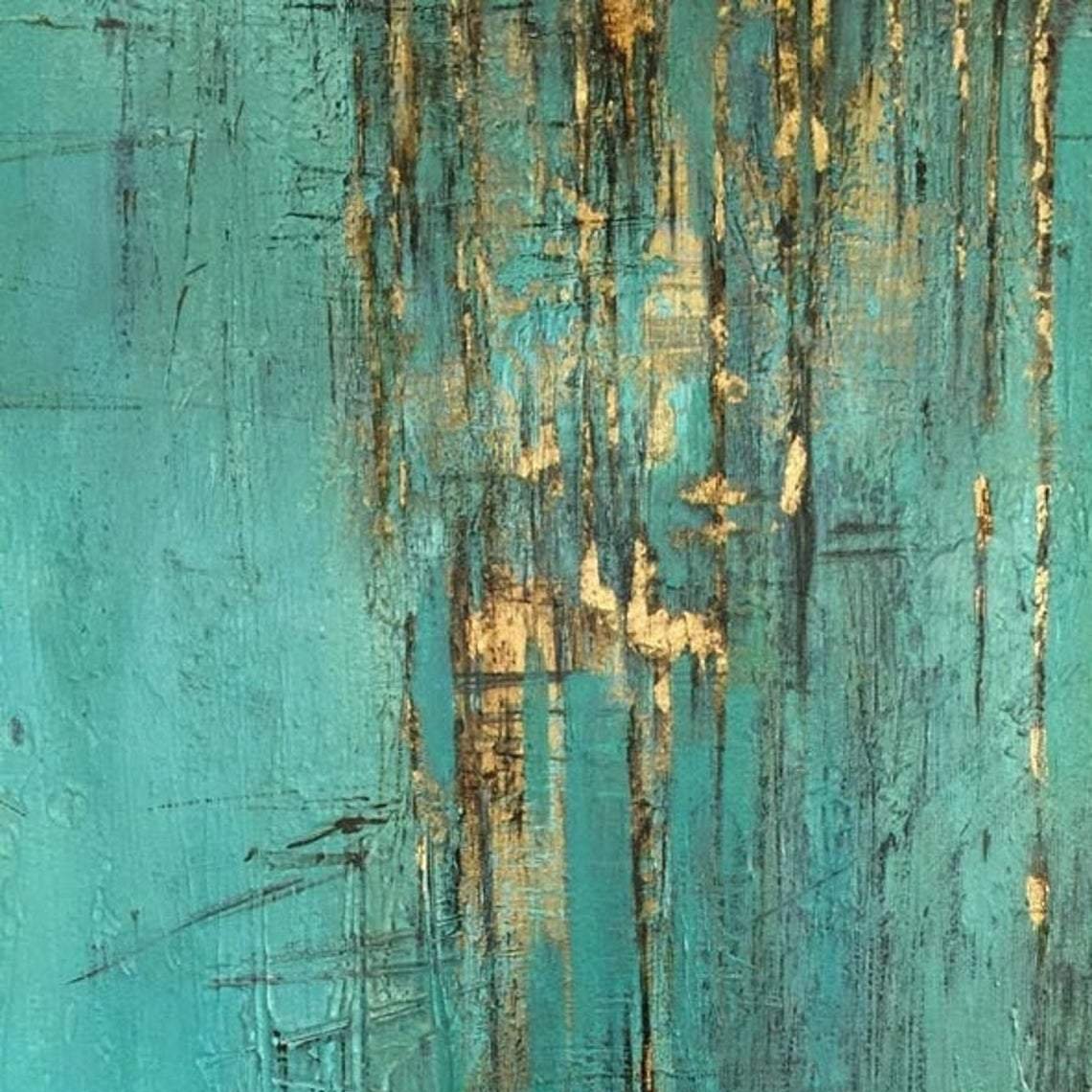 Large Abstract Original Artwork Blue Art Gold Painting On Canvas Wall Art | ACE - Trend Gallery Art | Original Abstract Paintings